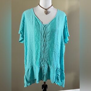 Kate & Mallory Tunic 1X Aqua Color